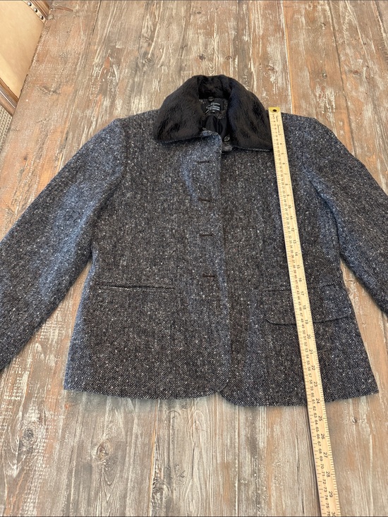 Alanni by Donny Brook Jackets & Blazers - Wool Blend Gray Tweed Jacket with Black Faux Fur Collar